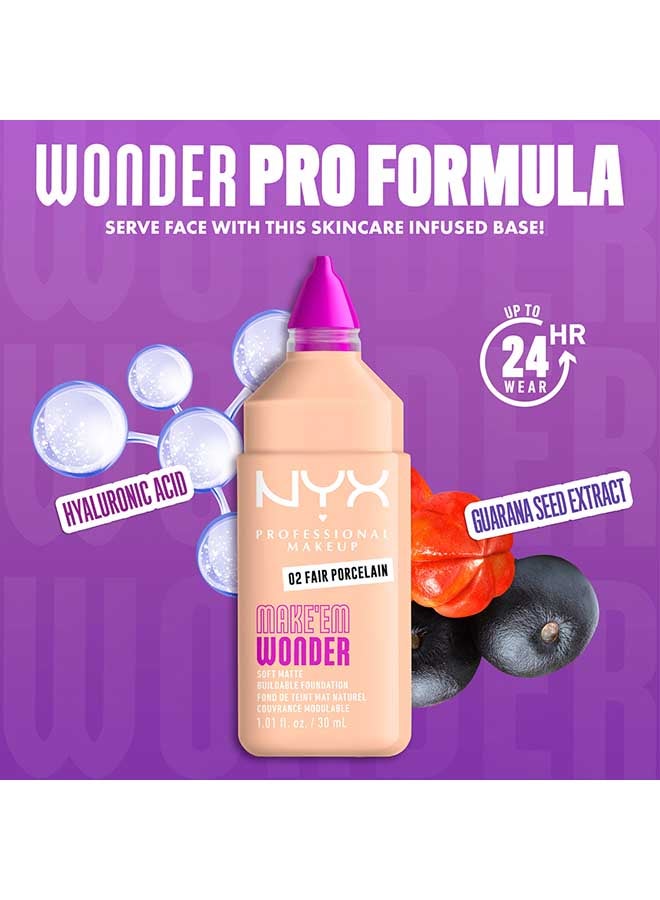 NYX PROFESSIONAL MAKEUP Make 'EM Wonder, 24H Soft Matte Foundation, Undetectable  Finish, Fair Porcelain - Image 4